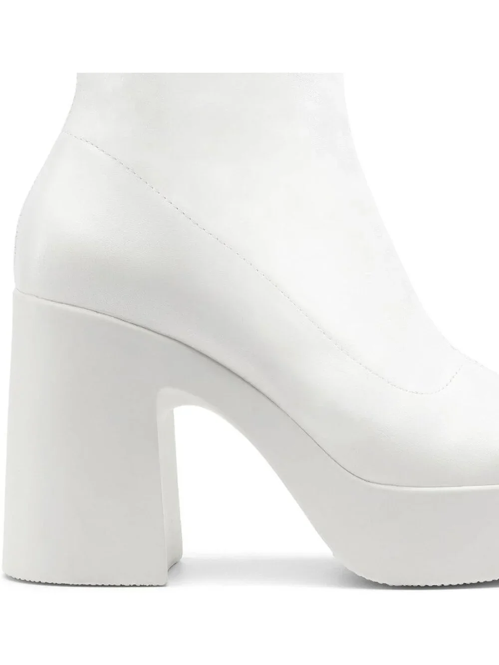 Dream Pairs Women's White Square Toe Gogo Chunky Block Heel Ankle Booties